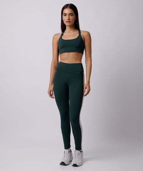 calça legging feminina com listra lateral mindset sport verde