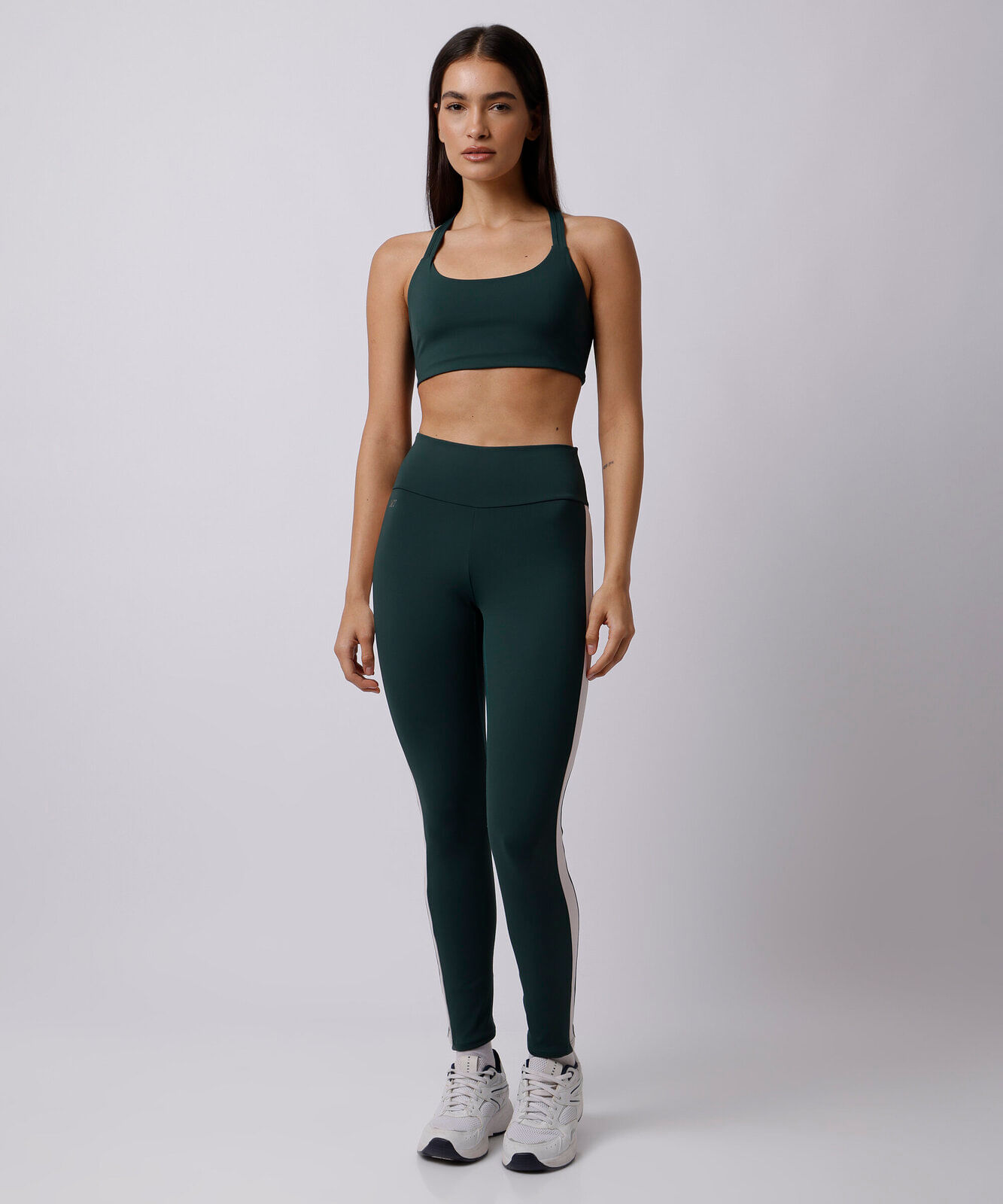 calça legging feminina com listra lateral mindset sport verde