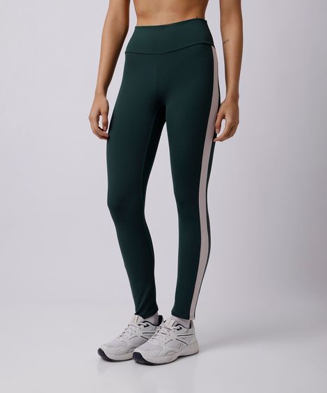 calça legging feminina com listra lateral mindset sport verde