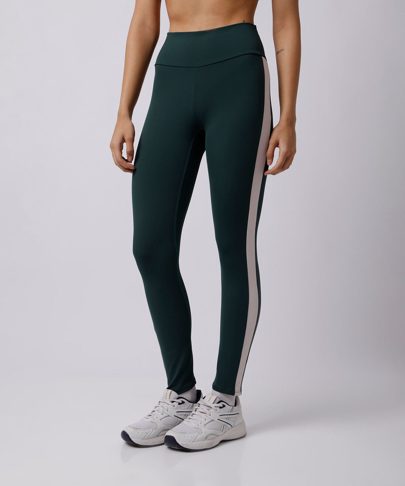 calça legging feminina com listra lateral mindset sport verde
