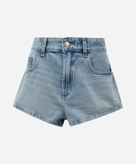 short curto feminino jeans cintura alta azul