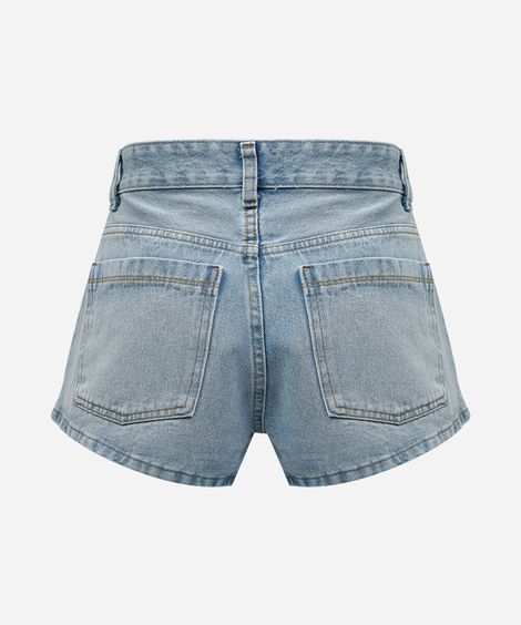short curto feminino jeans cintura alta azul