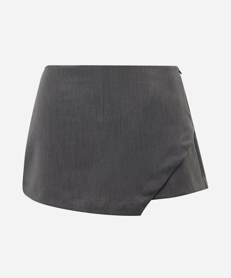 short saia feminino de alfaiataria assimétrico cinza