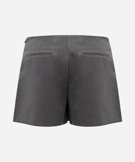 short saia feminino de alfaiataria assimétrico cinza