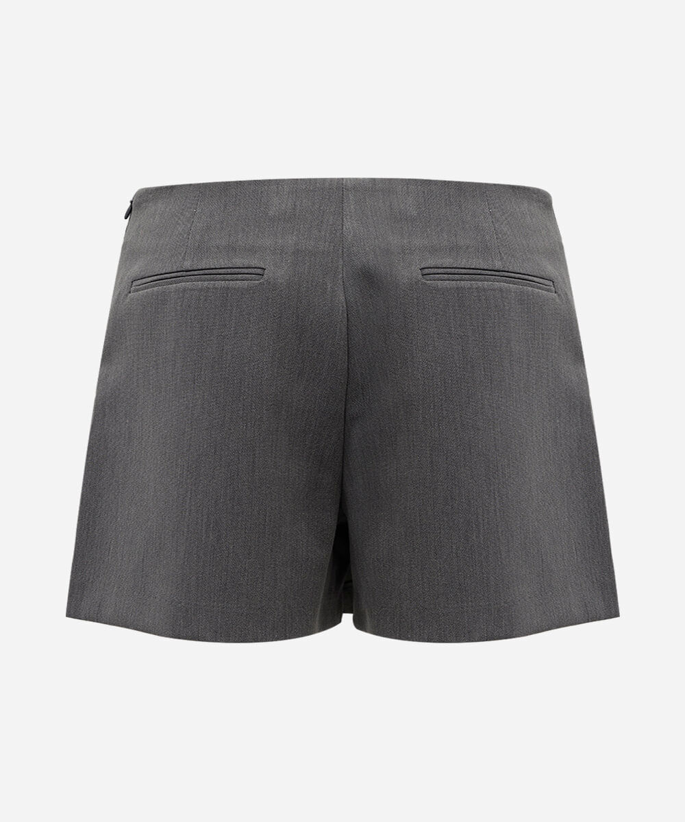 short saia feminino de alfaiataria assimétrico cinza