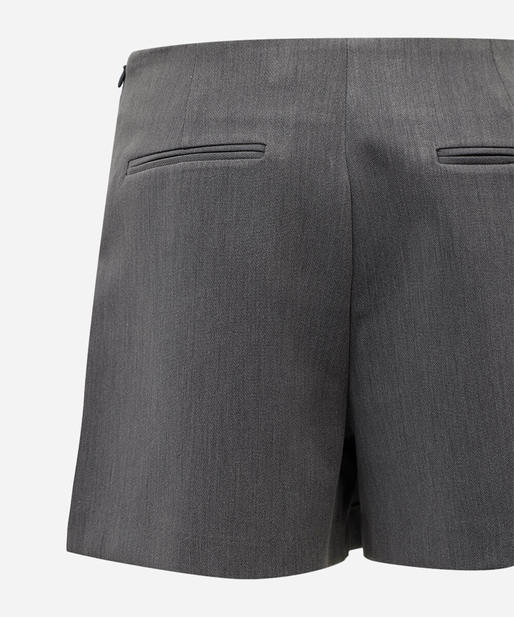 short saia feminino de alfaiataria assimétrico cinza