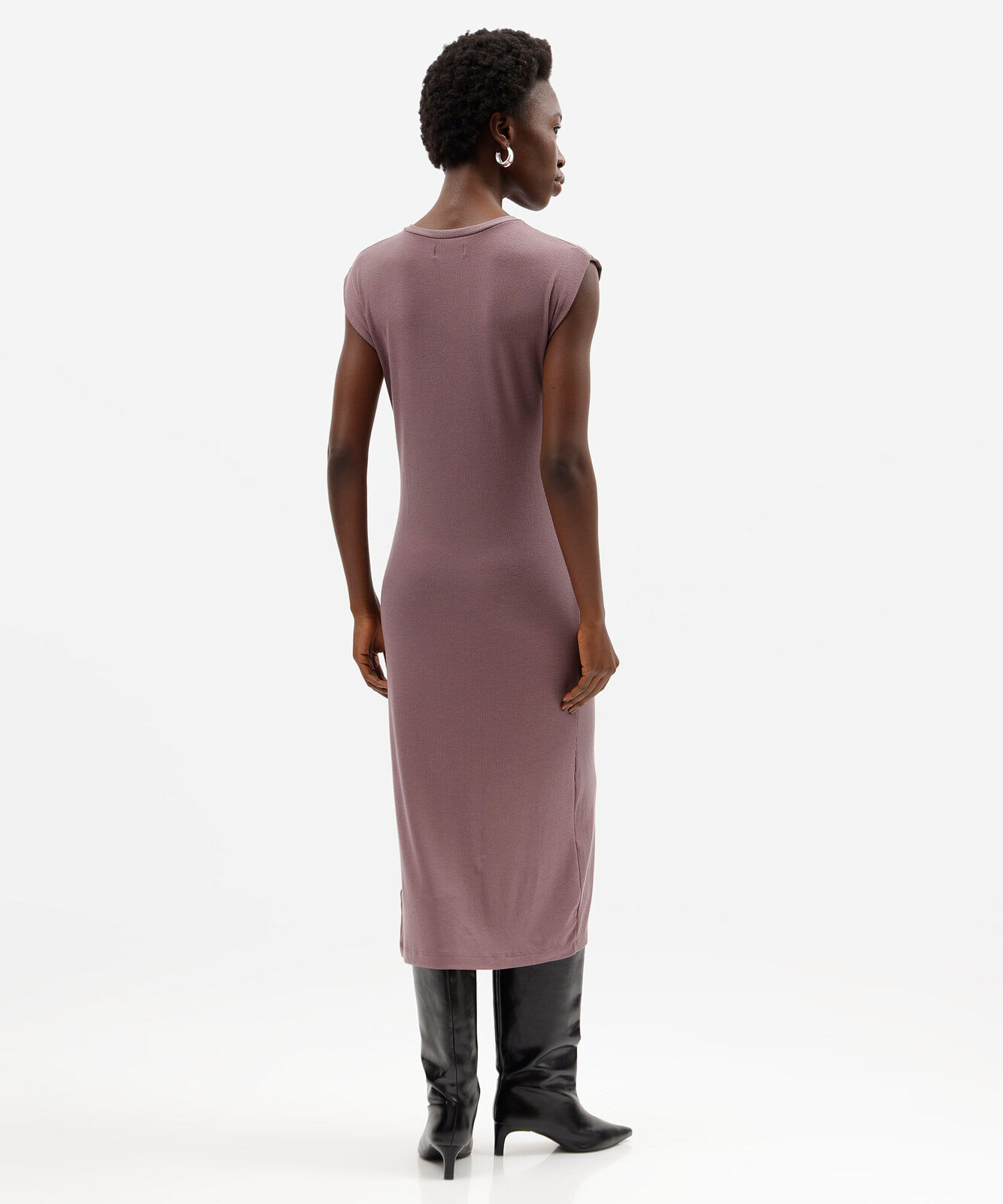 vestido midi  muscle feminino ribana de viscose rosa