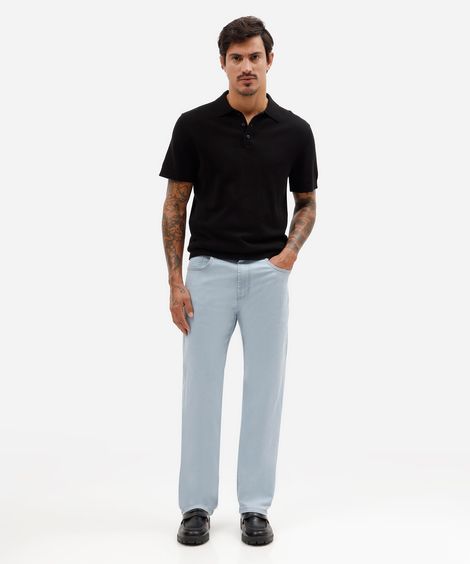 calça reta masculina jeans azul