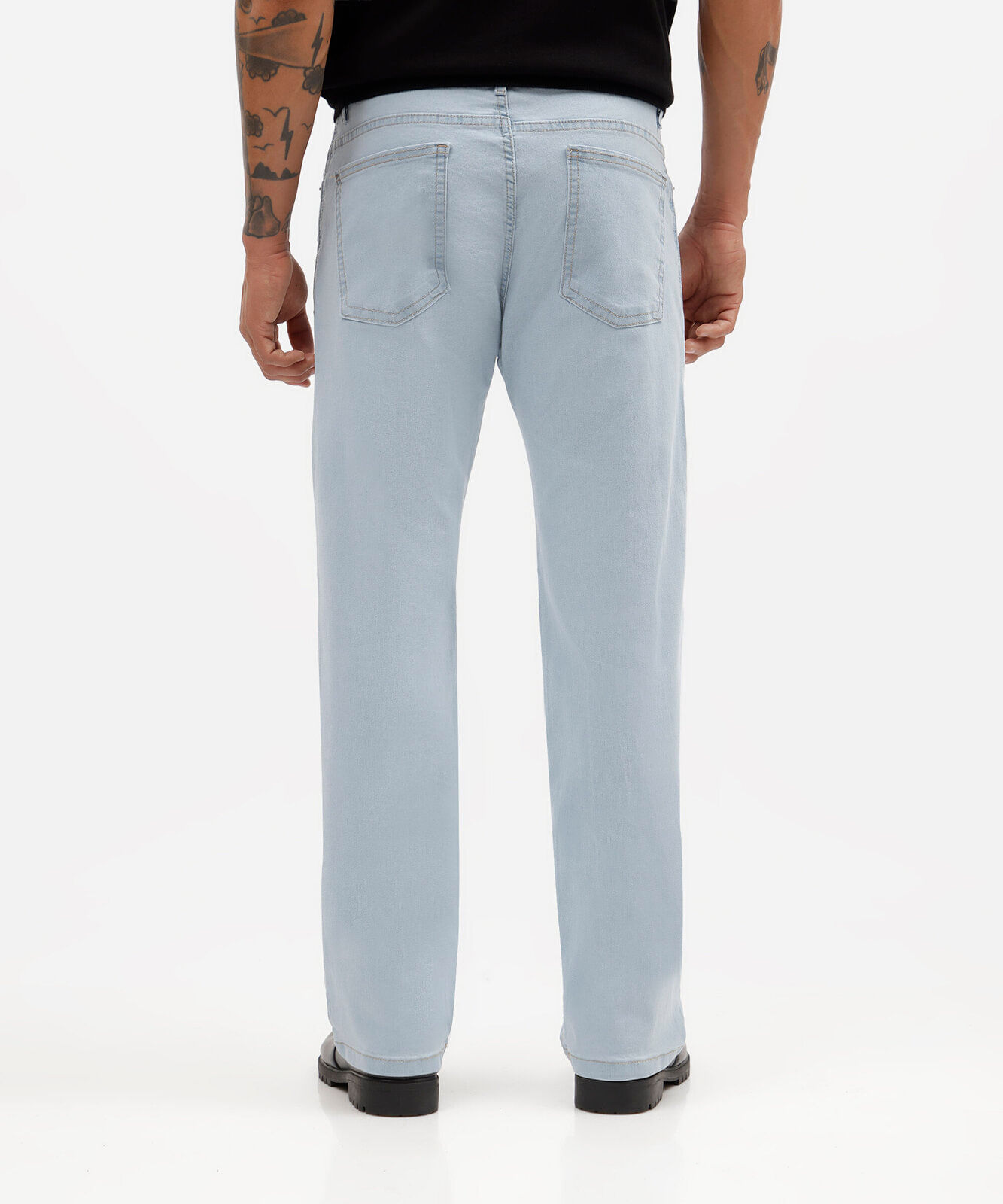 calça reta masculina jeans azul