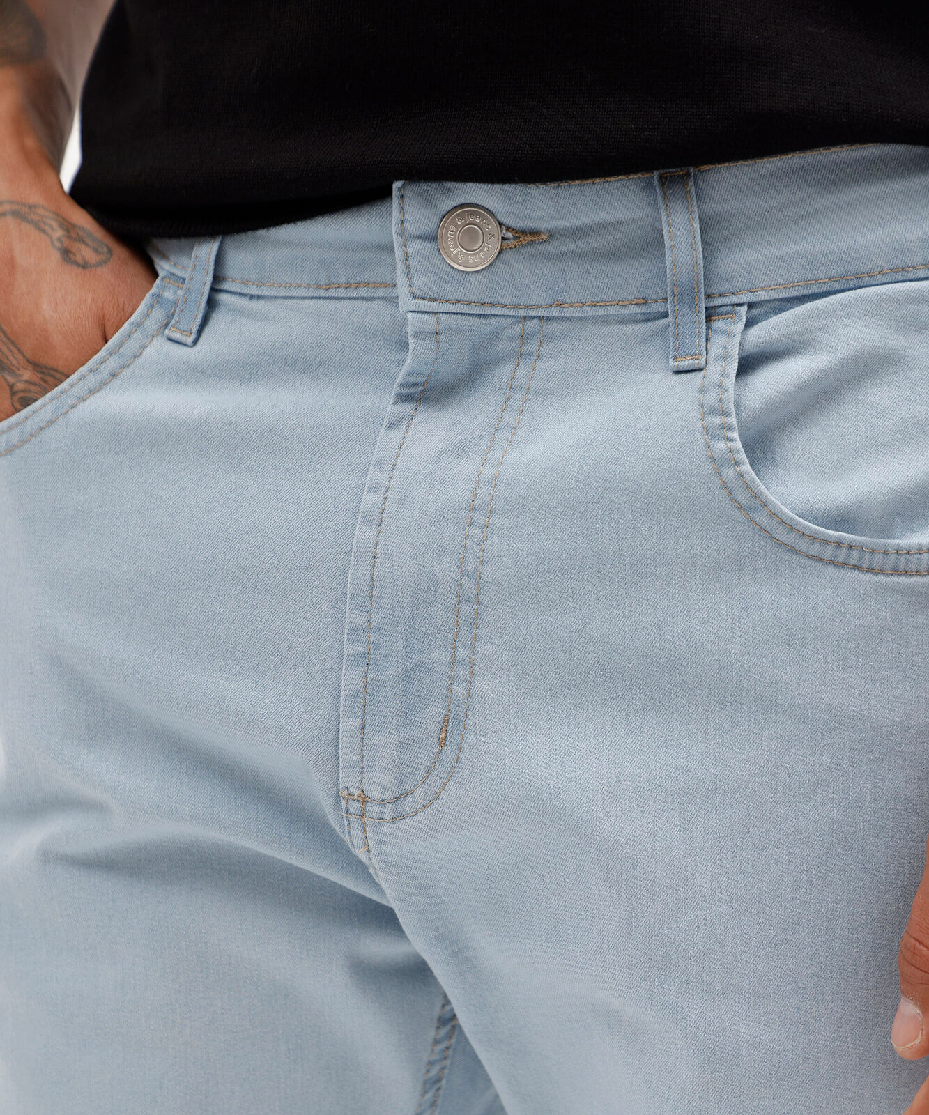 calça reta masculina jeans azul