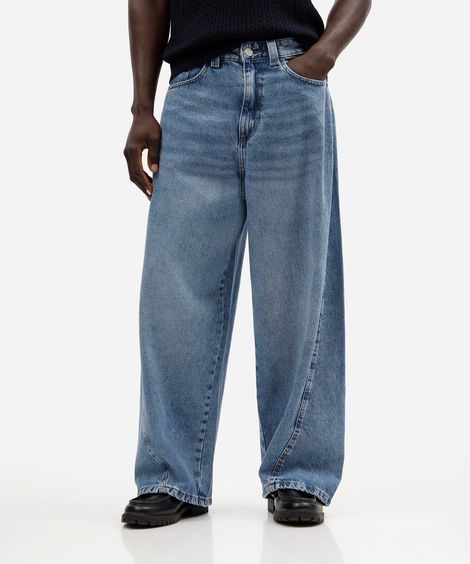 calça masculina mega baggy jeans azul
