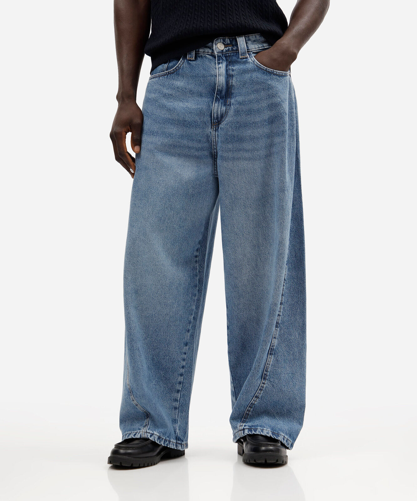 calça masculina mega baggy jeans azul