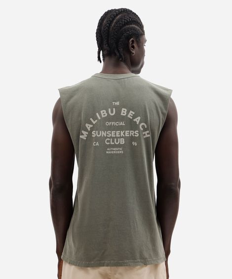 regata machão masculina de algodão estampada verde