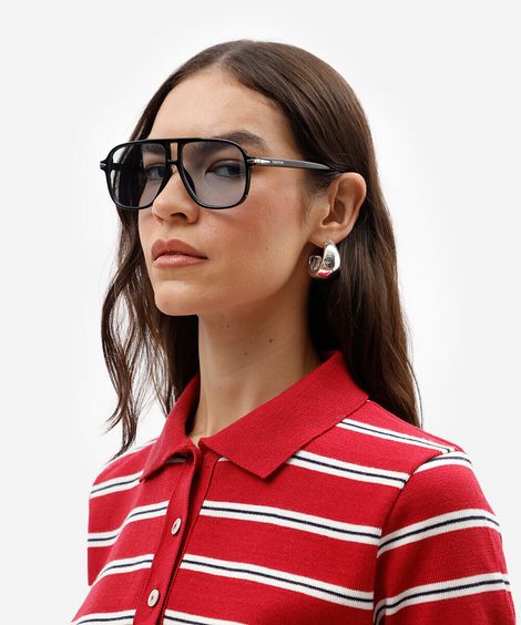 óculos de sol feminino quadrado de acetato triton preto