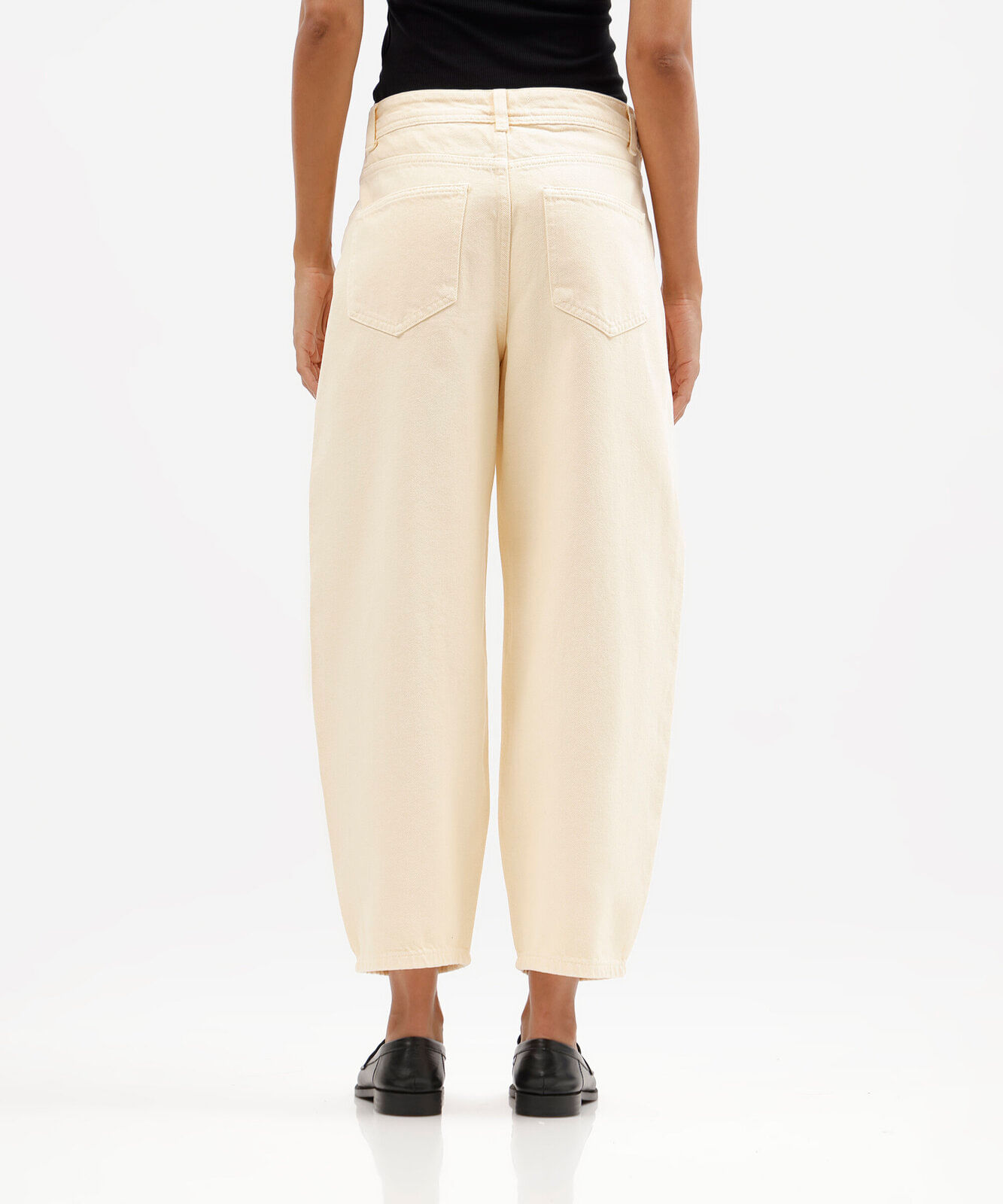 calça baggy feminina de sarja cintura média amarela