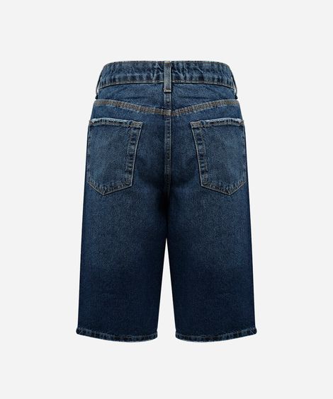 bermuda jorts feminina jeans cintura alta destroyed azul