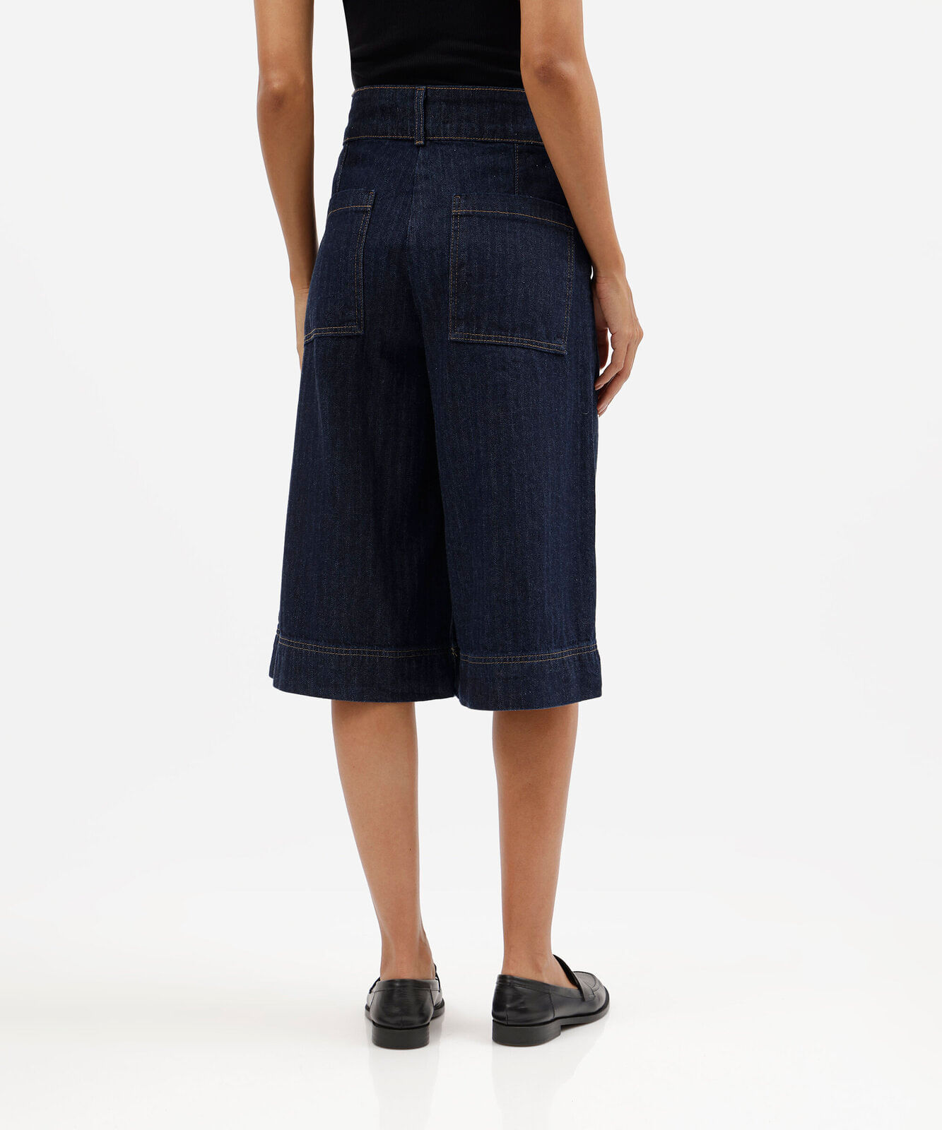 bermuda maxi jorts jeans cintura alta texturizada azul