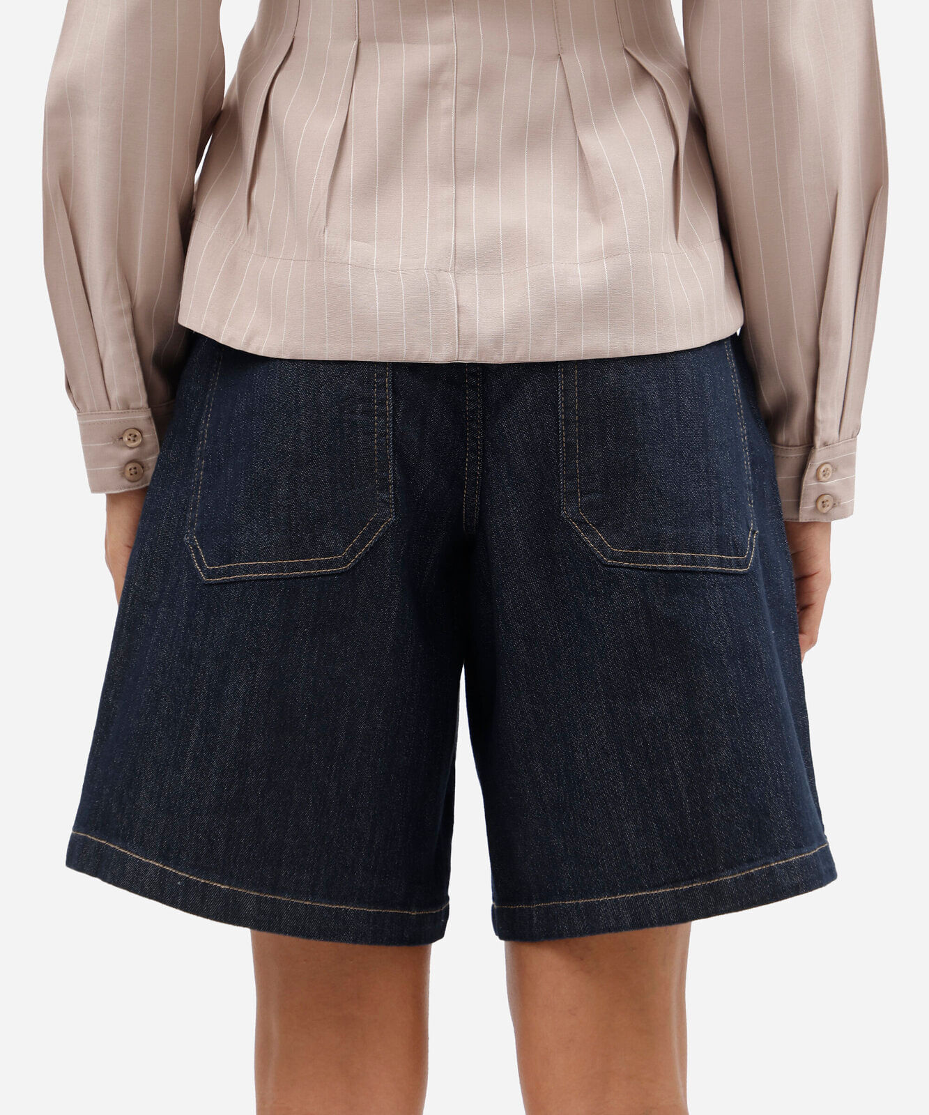 bermuda feminina jeans cintura alta azul