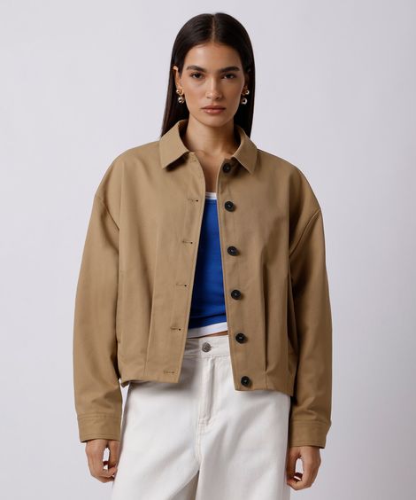 jaqueta bomber feminina com pregas mindset bege