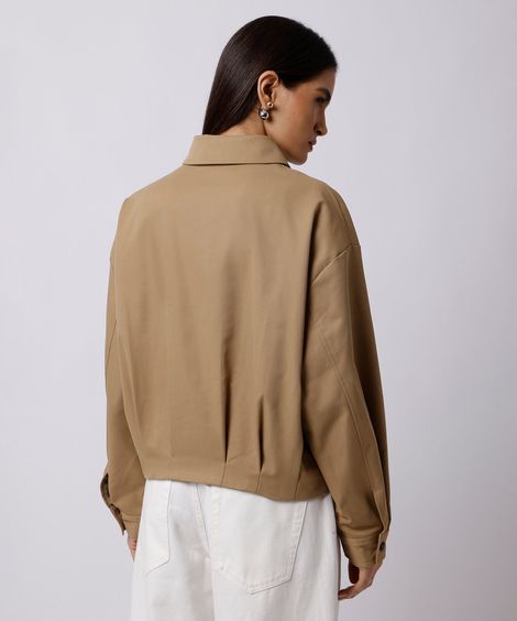jaqueta bomber feminina com pregas mindset bege