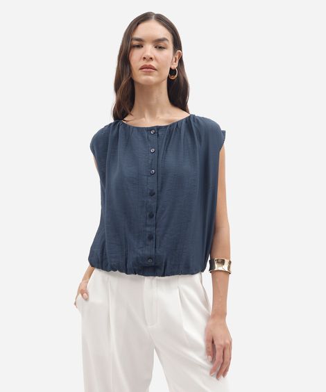 camisa feminina com viscose texturizada azul