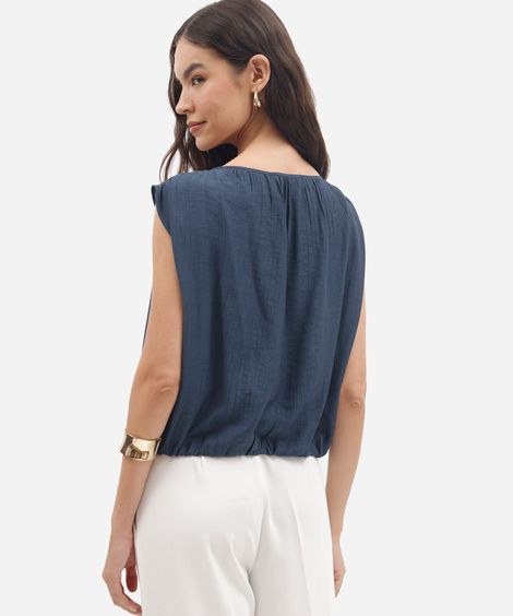 camisa feminina com viscose texturizada azul