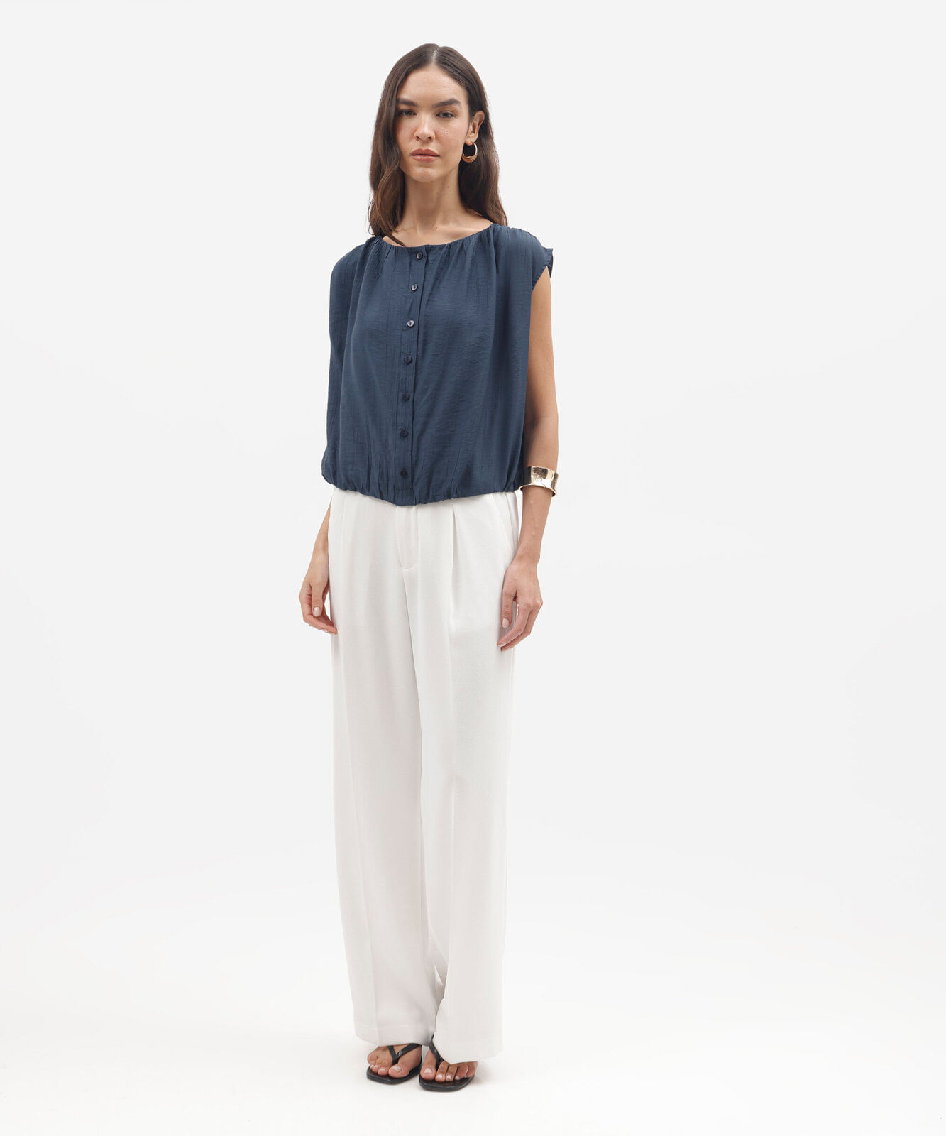 camisa feminina com viscose texturizada azul