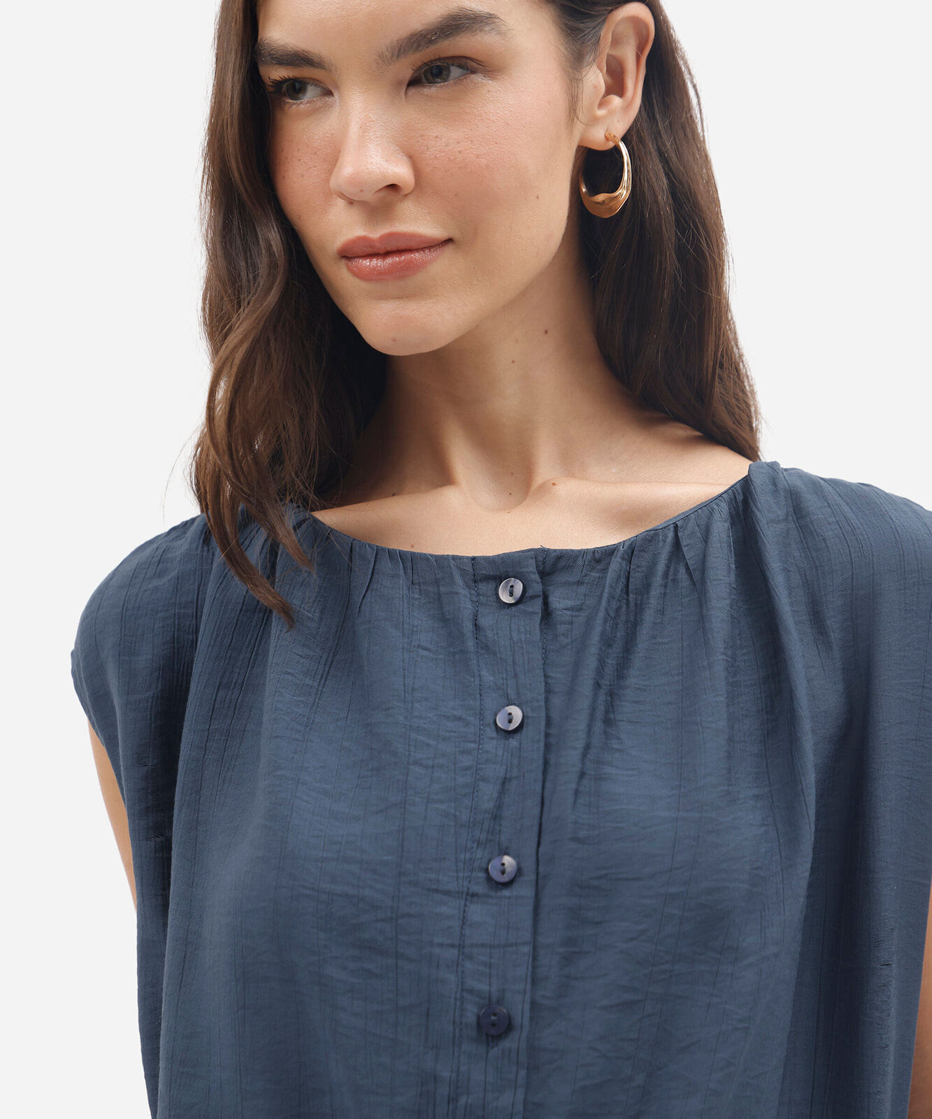 camisa feminina com viscose texturizada azul