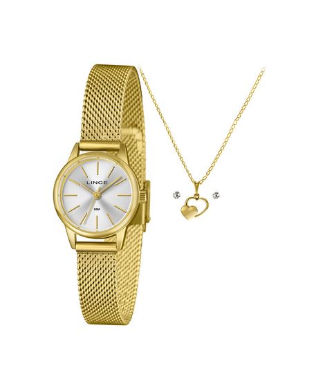 kit relógio feminino lince analógico lrgm085l25 k0lys1kx dourado