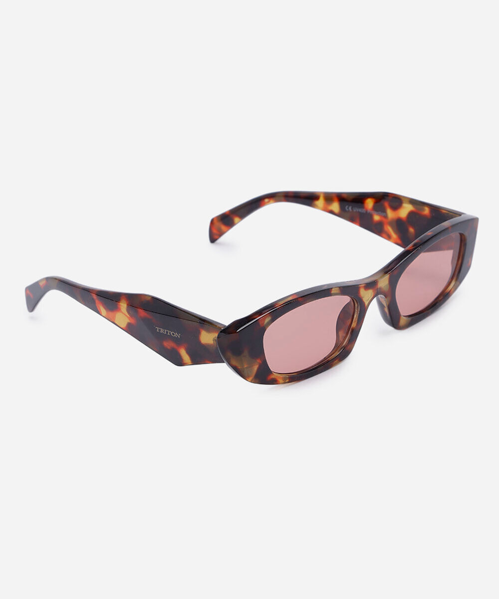 óculos de sol feminino gatinho de acetato tartaruga triton marrom