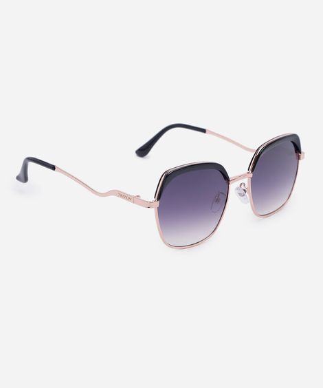 óculos de sol feminino redondo de metal triton dourado