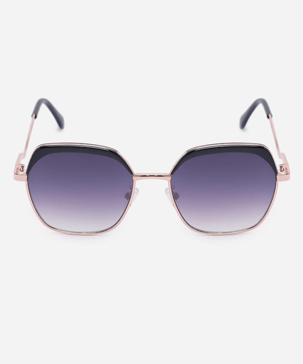 óculos de sol feminino redondo de metal triton dourado