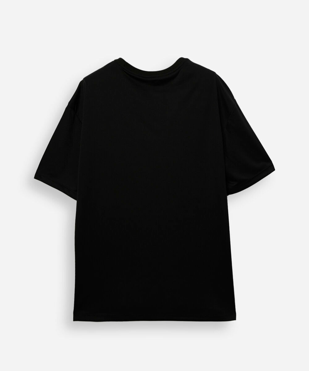 camiseta juvenil esportiva manga curta com listras preta