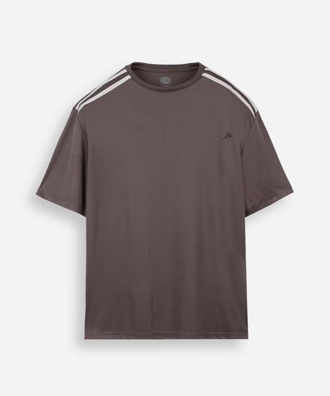 camiseta juvenil esportiva manga curta com listras marrom