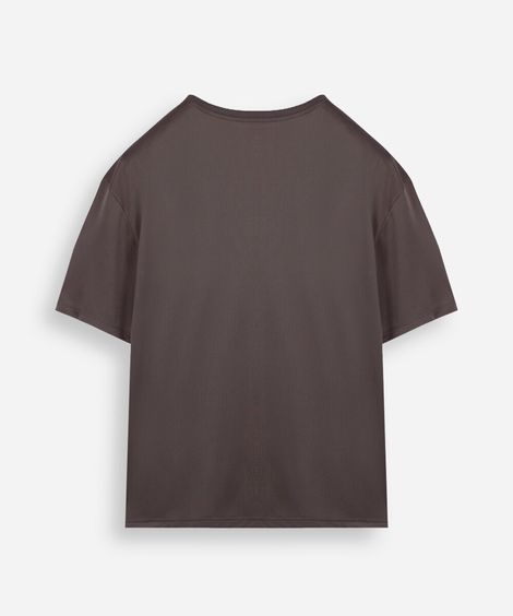 camiseta juvenil esportiva manga curta com listras marrom