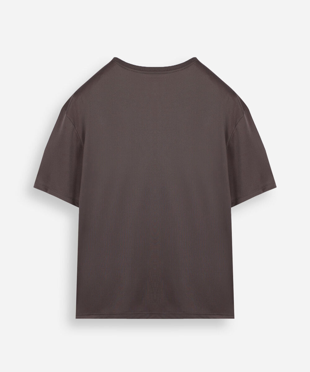 camiseta juvenil esportiva manga curta com listras marrom