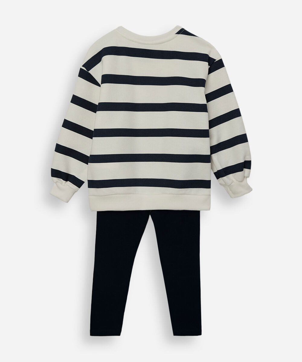 conjunto longo infantil com moletom listrado hello kitty azul