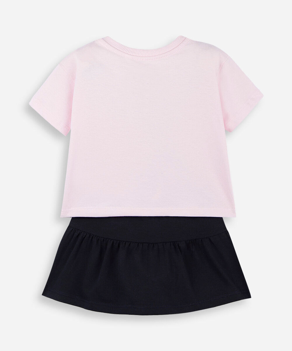 conjunto curto infantil de algodão minnie rosa