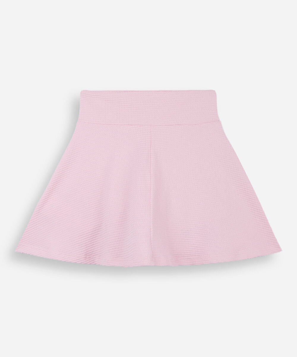 short saia infantil esportivo texturizada rosa