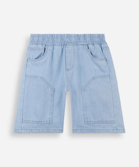 bermuda infantil jeans cós elástico azul