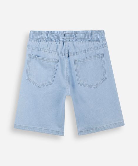 bermuda infantil jeans cós elástico azul