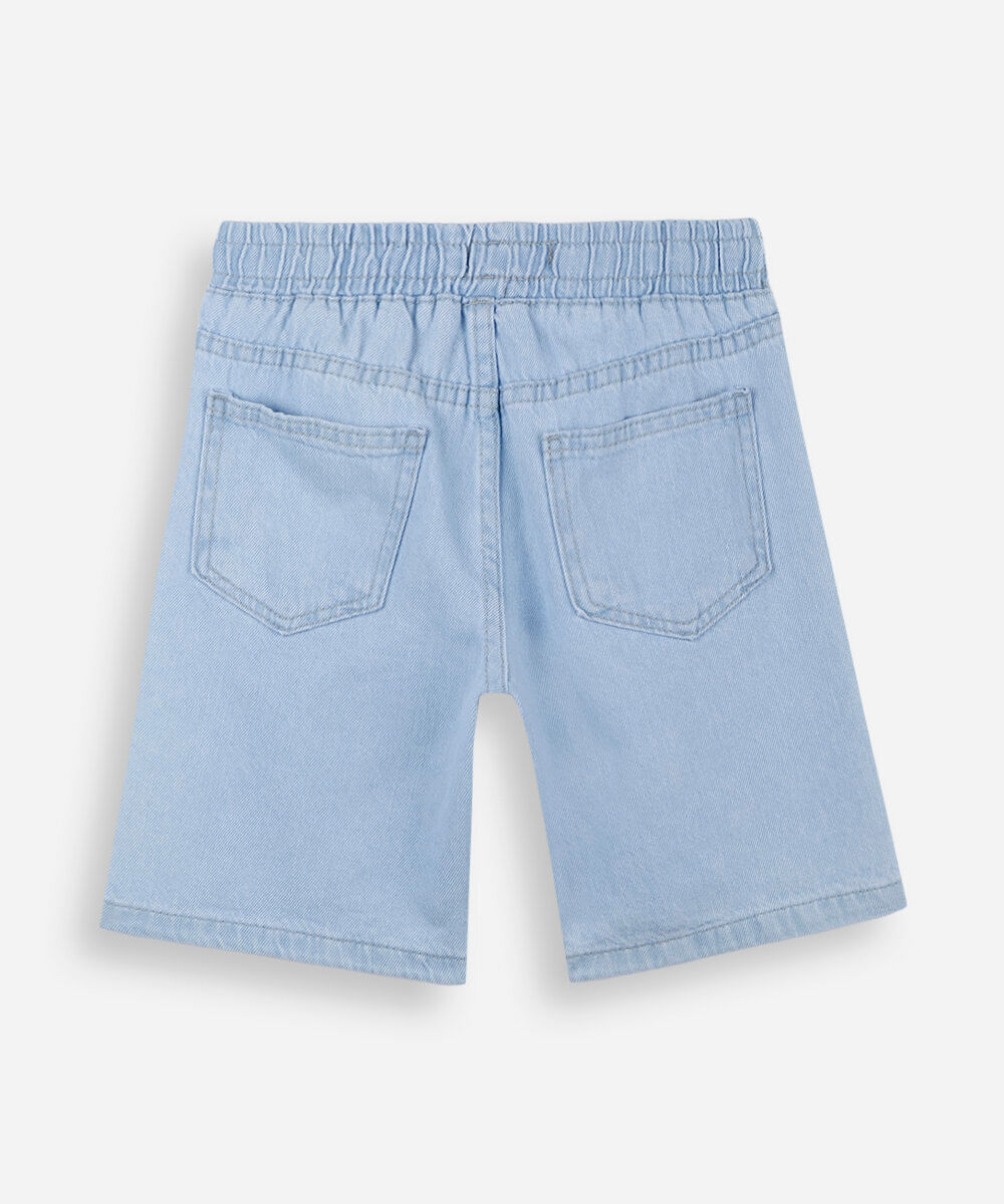 bermuda infantil jeans cós elástico azul