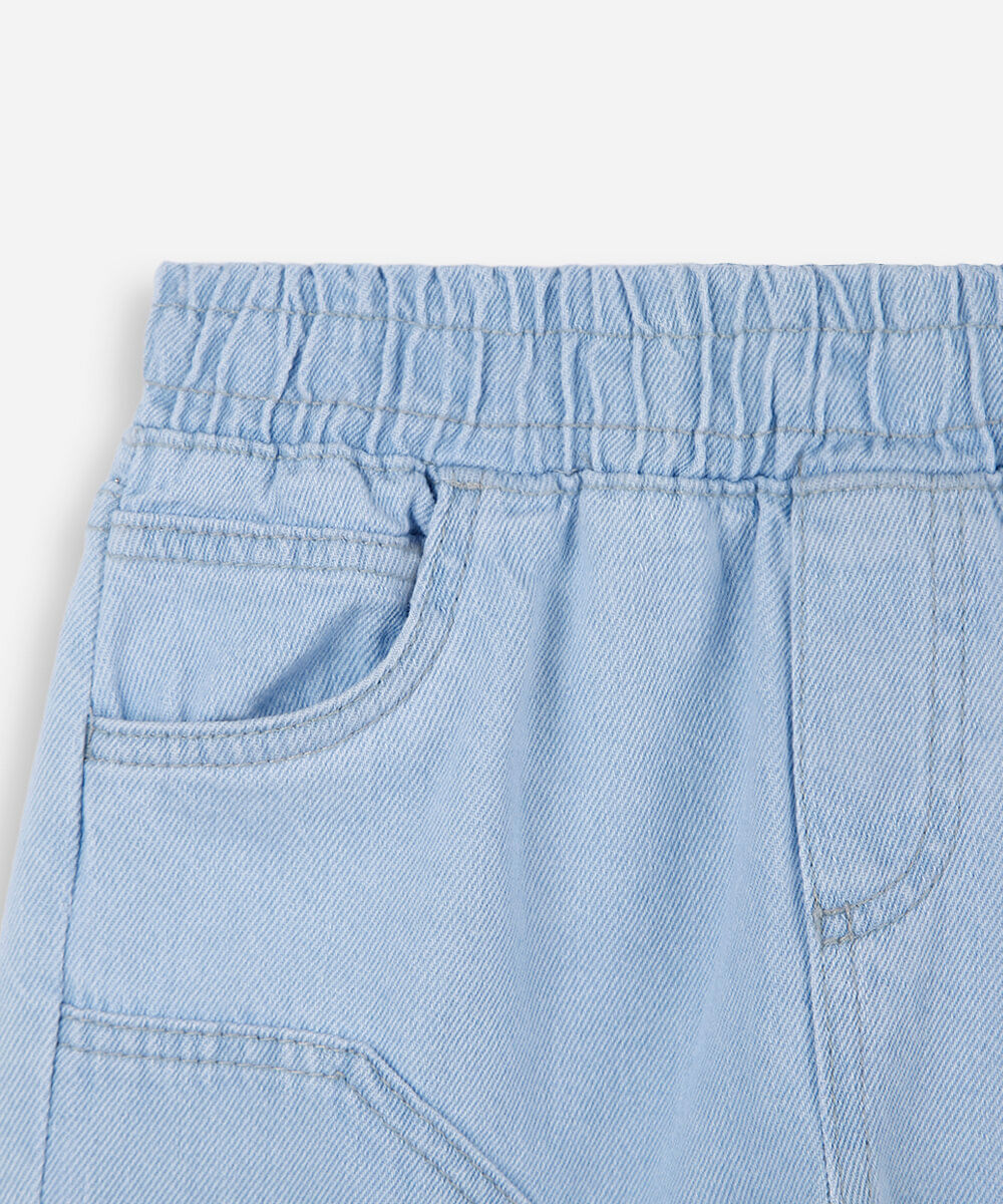 bermuda infantil jeans cós elástico azul