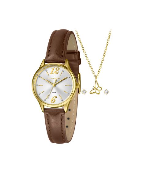 kit relógio feminino lince analógico lrch240l30 k0g5s2nx dourado