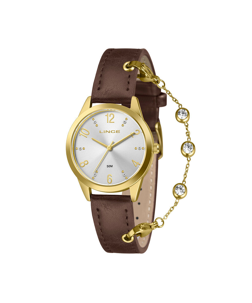 kit relógio feminino lince analógico lrc4876l34 s2nx dourado