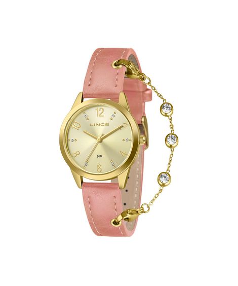 kit relógio feminino lince analógico lrc4876l34 c2rx dourado
