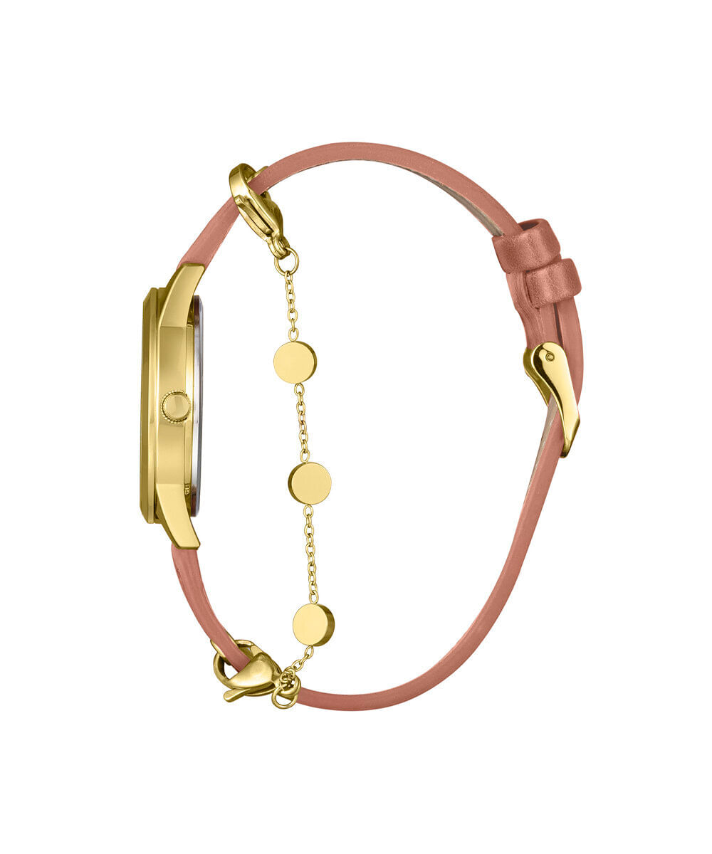 kit relógio feminino lince analógico lrc4876l34 c2rx dourado