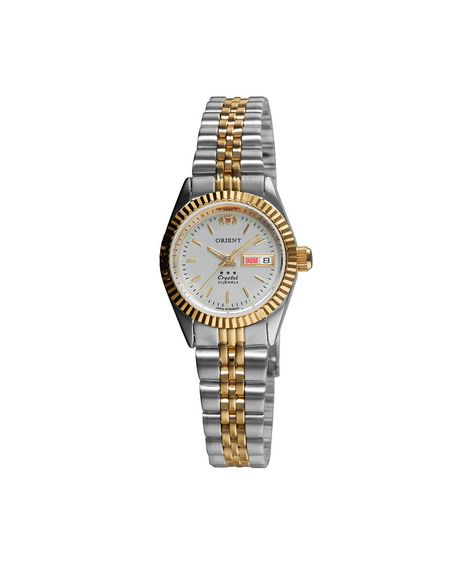 relógio feminino orient automático analógico calendário 559eb3nh b1sk prateado