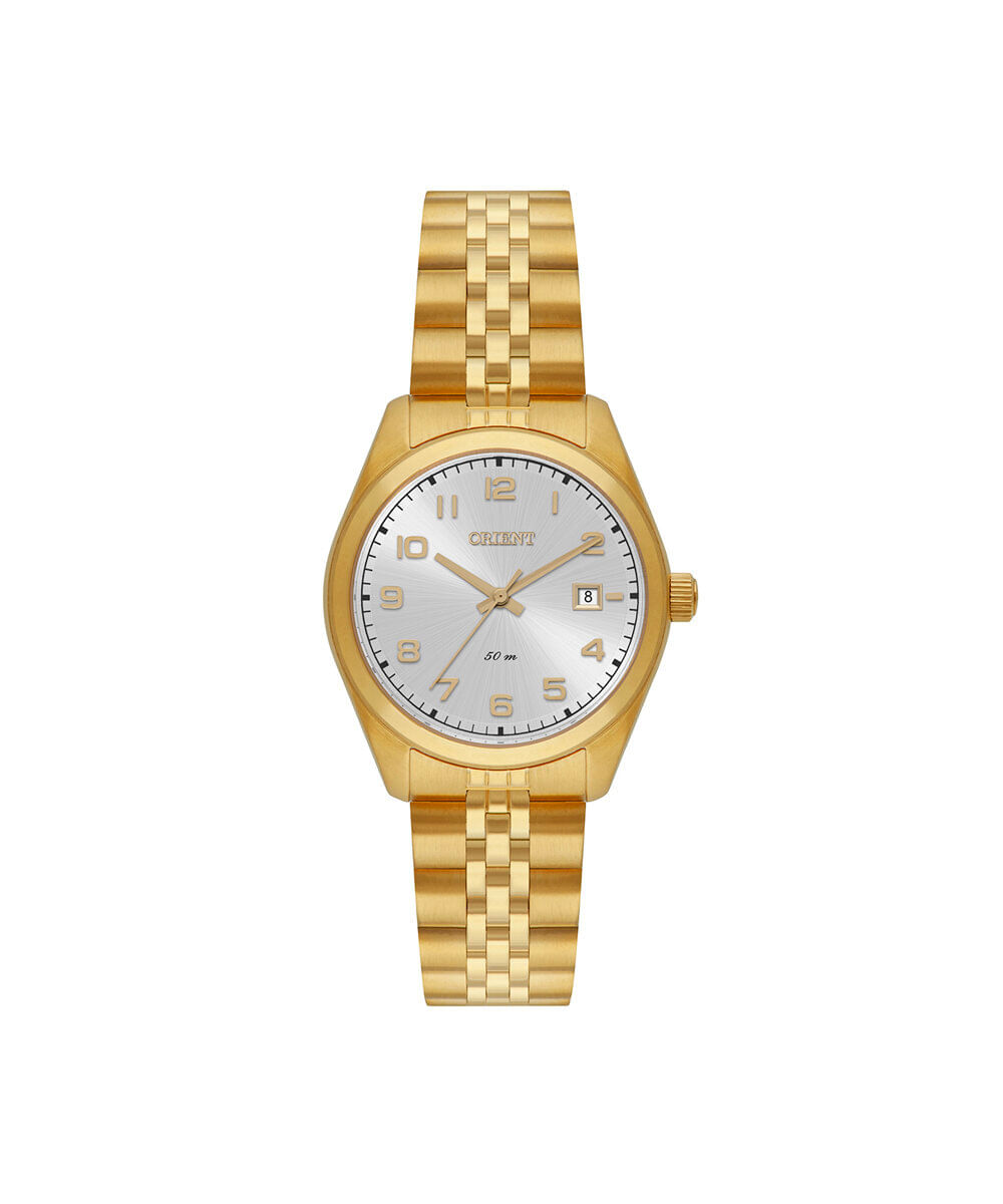relógio feminino orient analógico calendário fgss1263 b2kx dourado