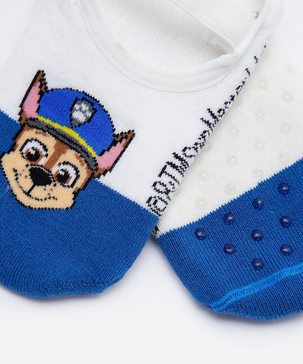 meia sapatilha infantil patrulha canina antiderrapante azul